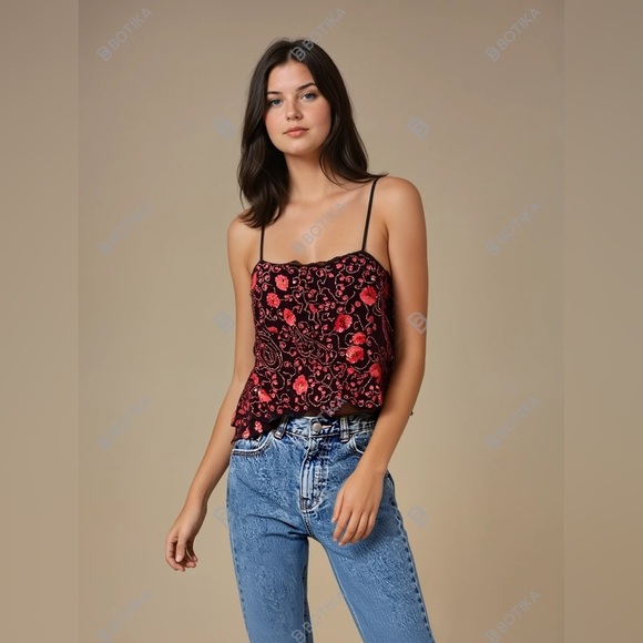 🫟 3/$40🫟 Exquisite Hand beaded cropped camisole - Picture 1 of 13